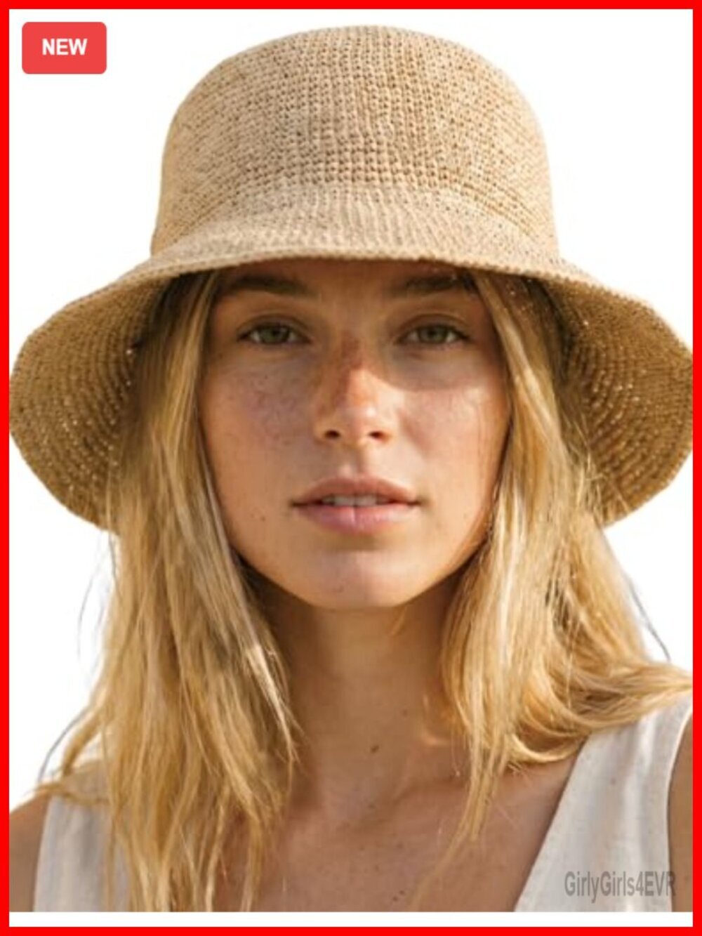 Handwoven Raffia Straw Bucket Hat UPF 50+ Foldable Travel Cap
